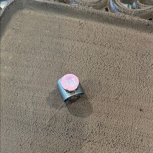 Stunning Pink Opal Ring with Silver Band